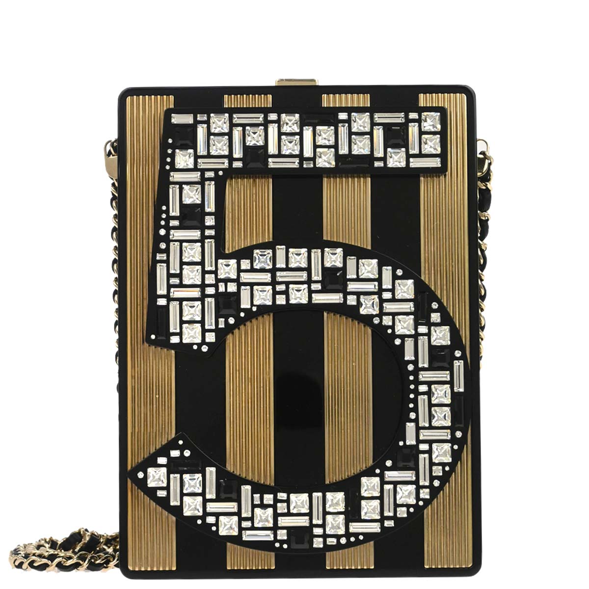 Chanel Black Acrylic Rhinestone Plexiglass Mosaic No.5 Box Shoulder Bag