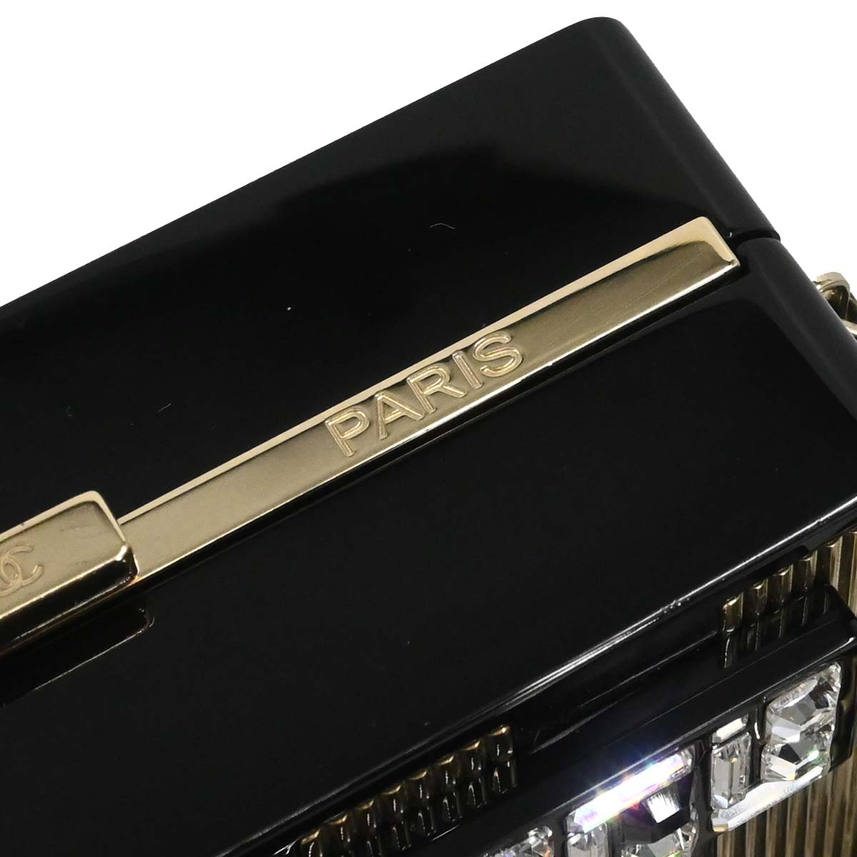 Chanel Black Acrylic Rhinestone Plexiglass Mosaic No.5 Box Shoulder Bag