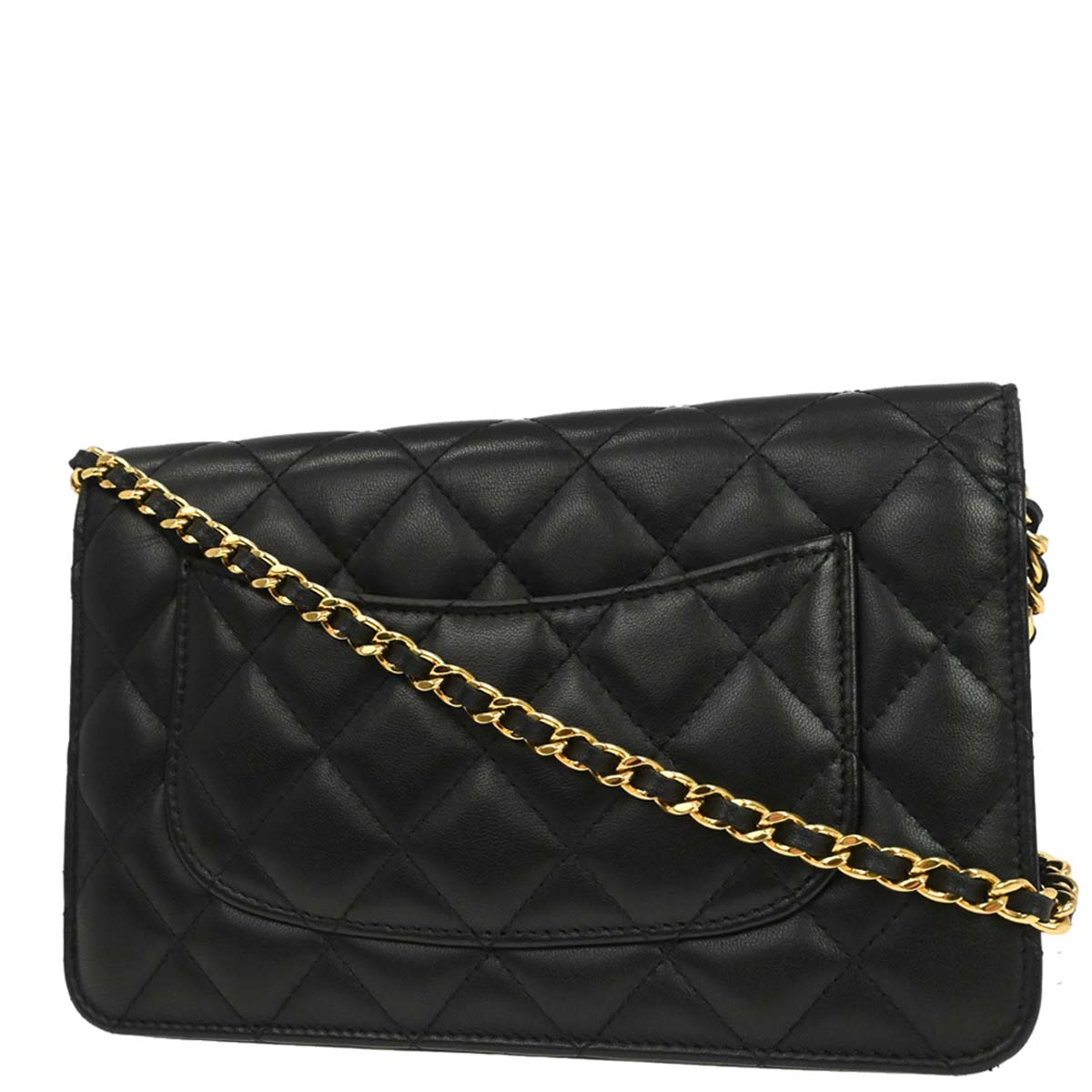 Chanel Black Lambskin Classic WOC Wallet on Chain Bag