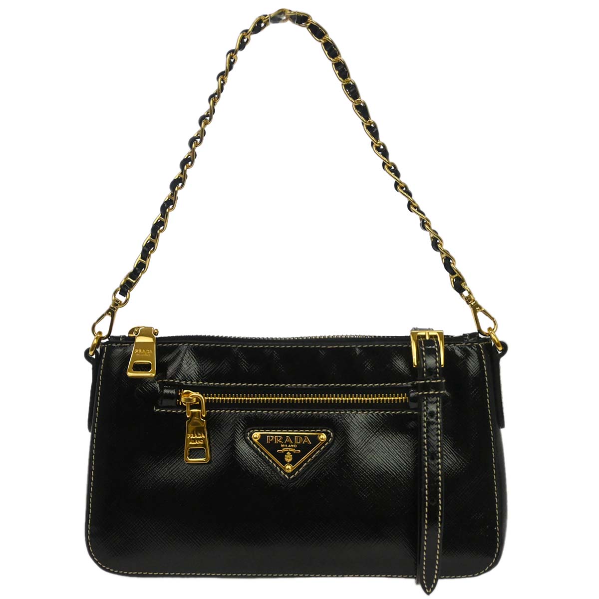 Prada Black Patent Leather 2way Shoulder Handbag
