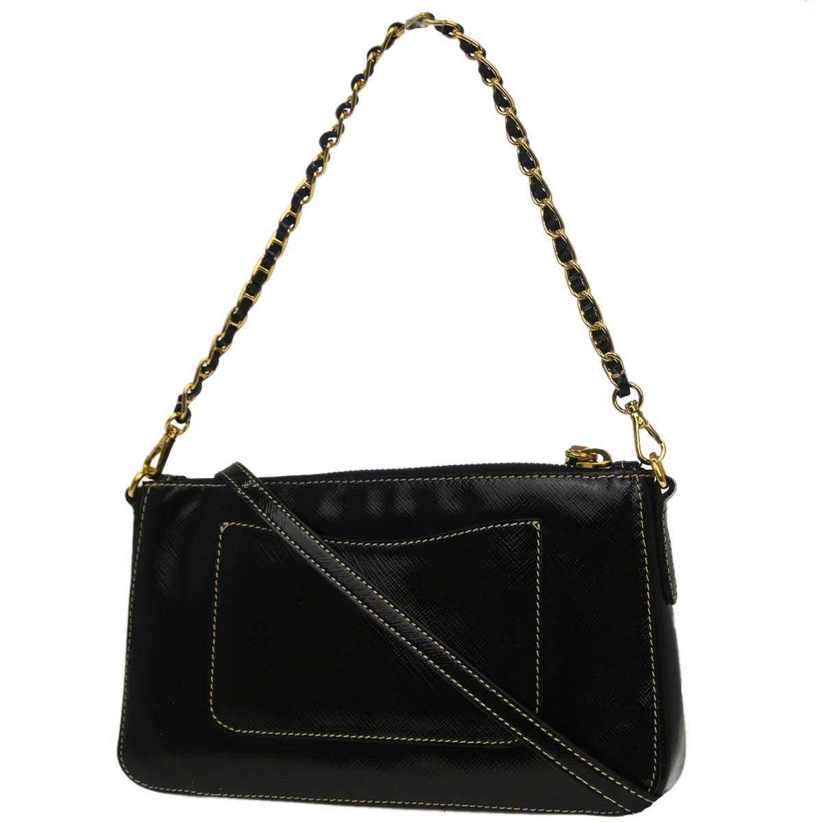 Prada Black Patent Leather 2way Shoulder Handbag