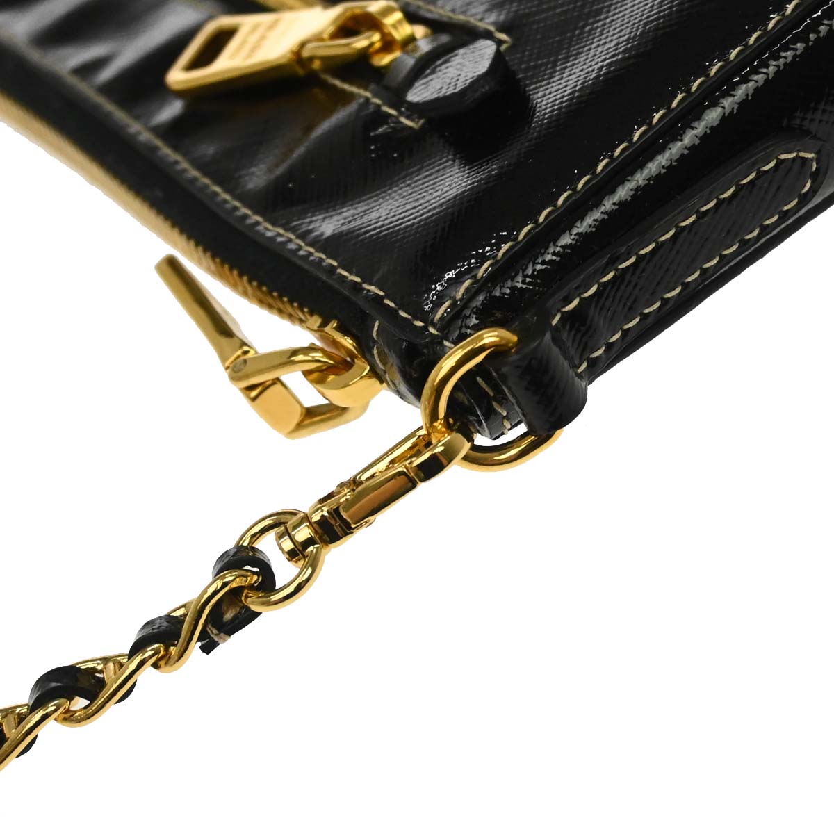 Prada Black Patent Leather 2way Shoulder Handbag