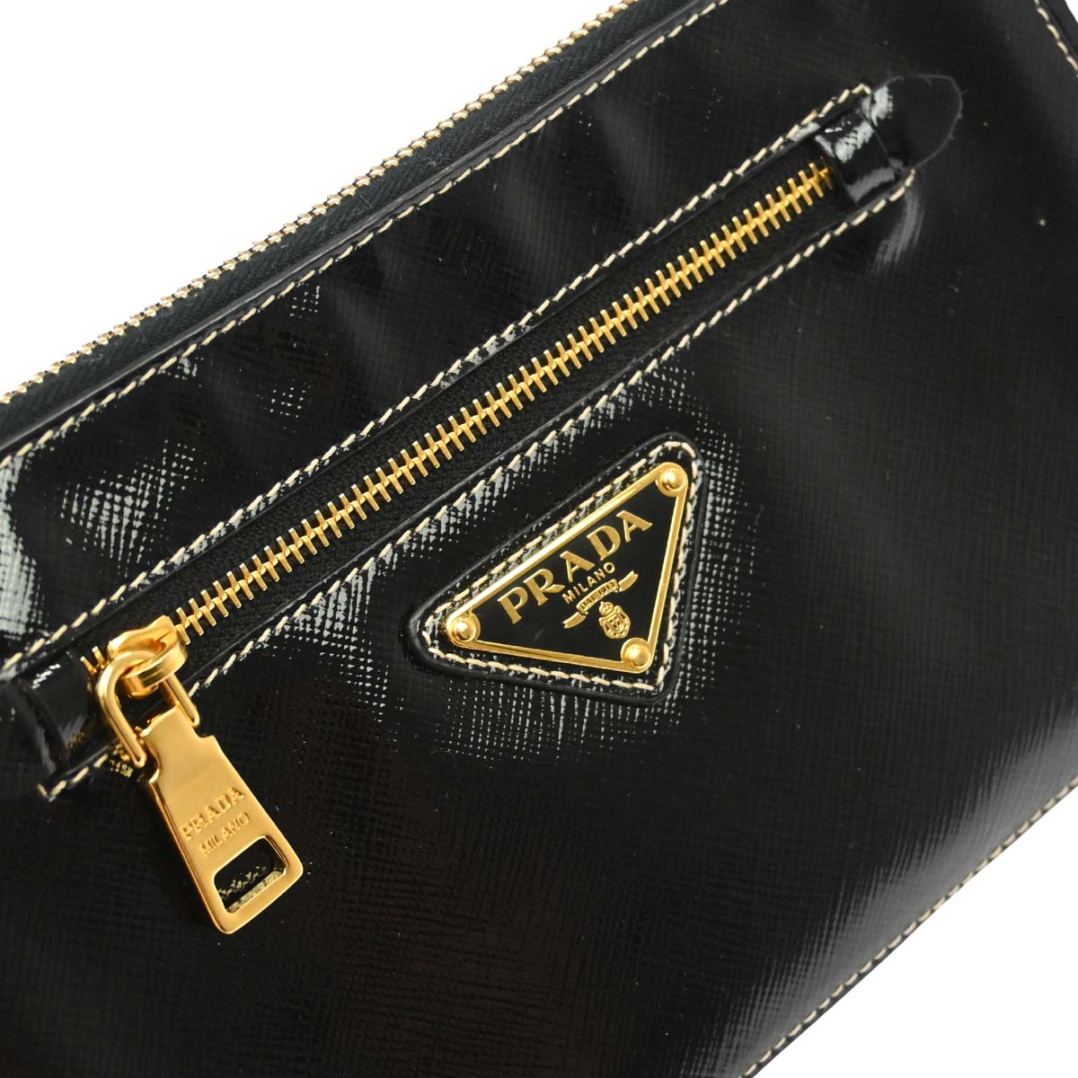 Prada Black Patent Leather 2way Shoulder Handbag