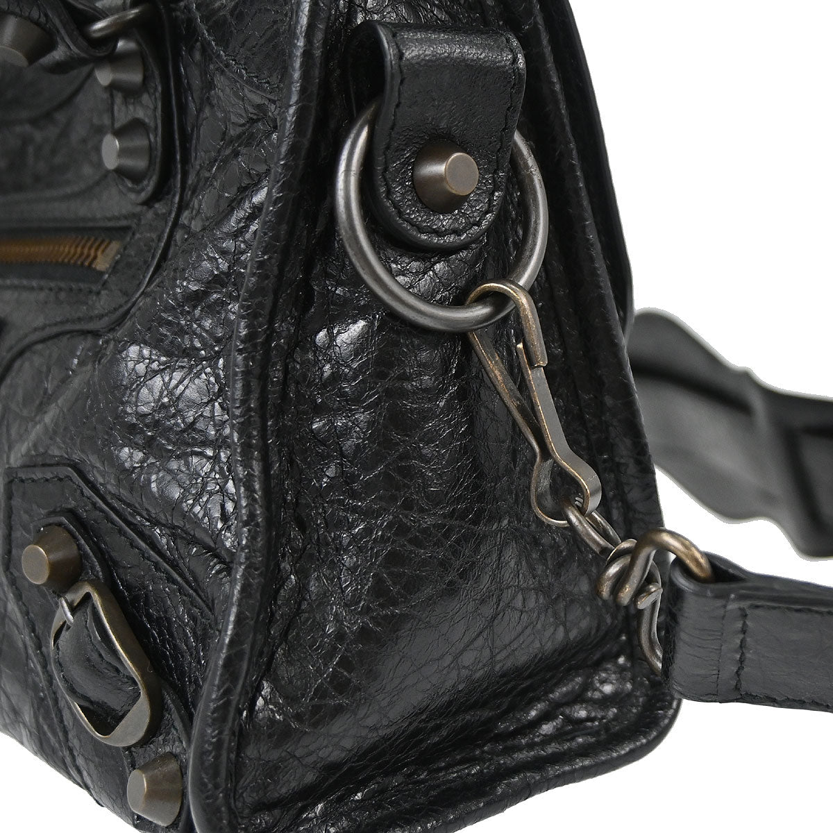 Balenciaga Black Goatskin City Mini Shoulder Handbag