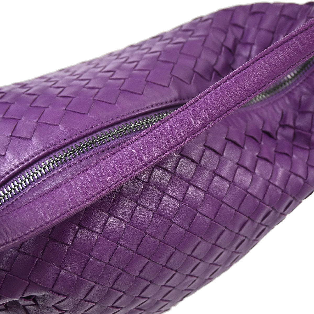 Bottega Veneta Purple Lambskin Intrecciato Handbag