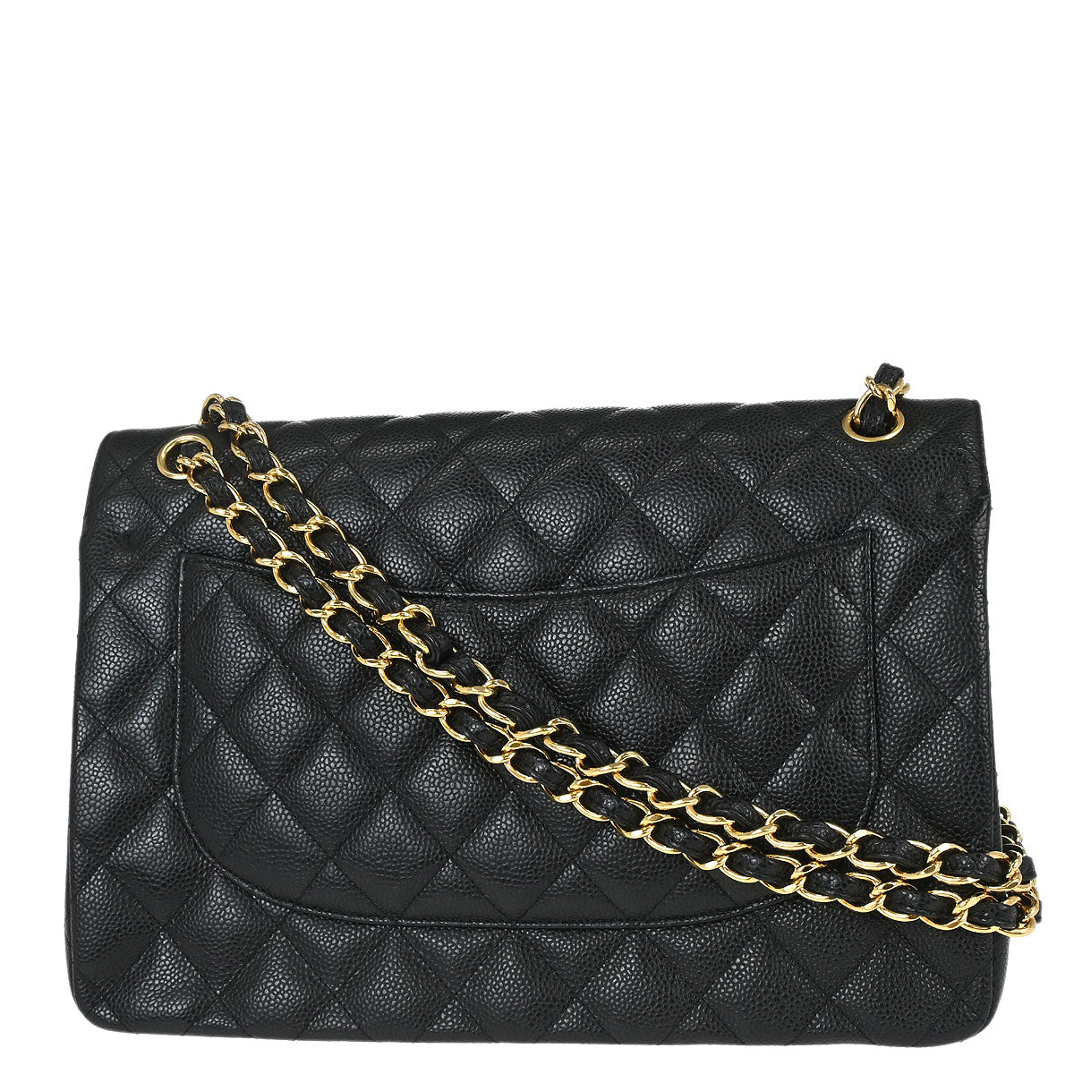 Chanel Black Caviar Skin Jumbo Classic Double Flap Shoulder Bag