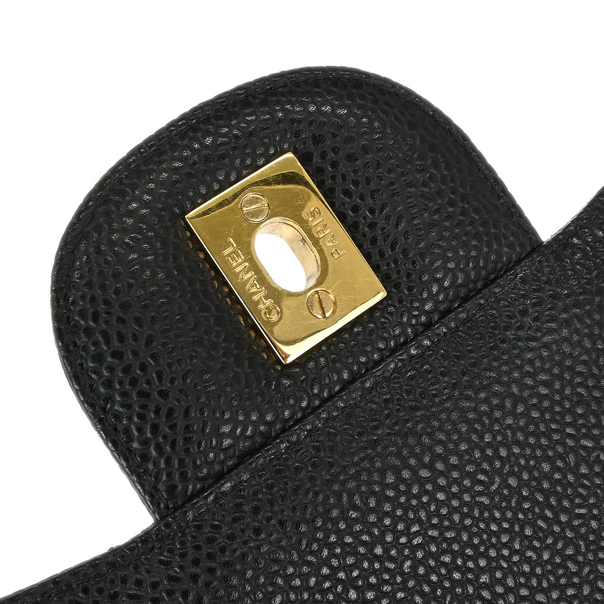 Chanel Black Caviar Skin Jumbo Classic Double Flap Shoulder Bag