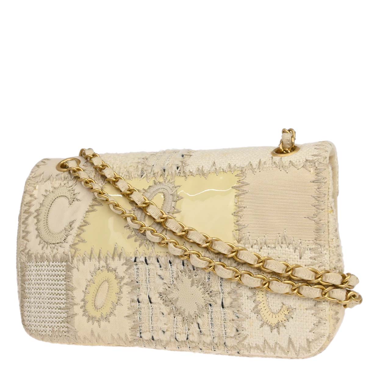 Chanel Ivory Tweed Patchwork Shoulder Bag