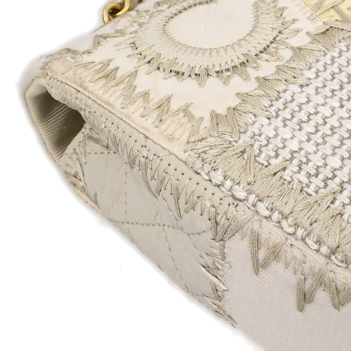Chanel Ivory Tweed Patchwork Shoulder Bag