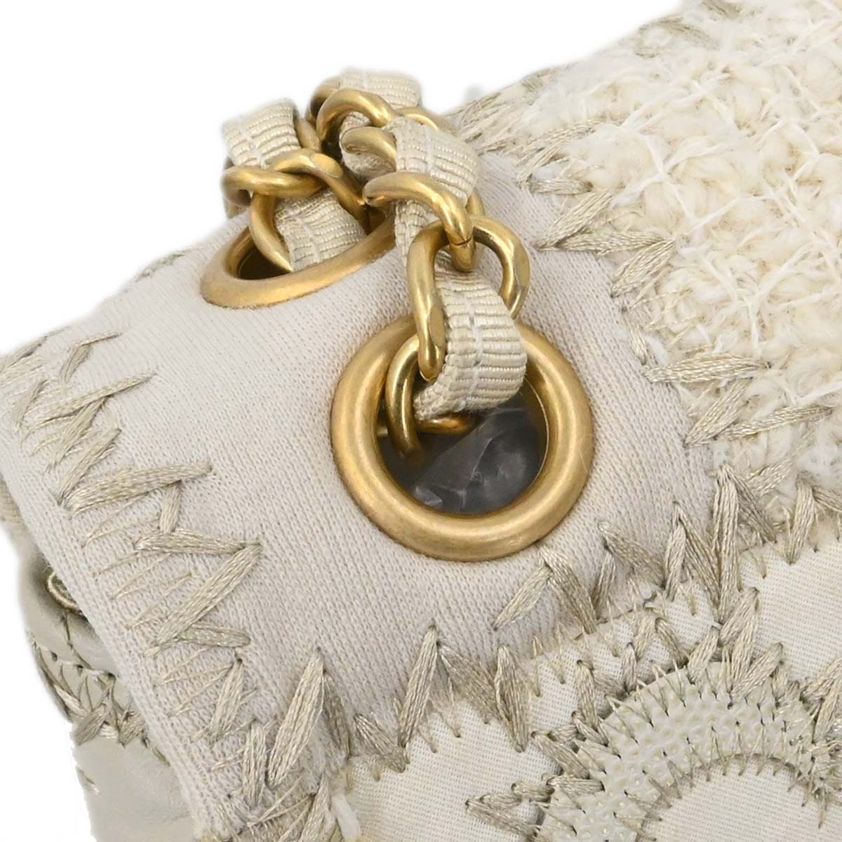 Chanel Ivory Tweed Patchwork Shoulder Bag