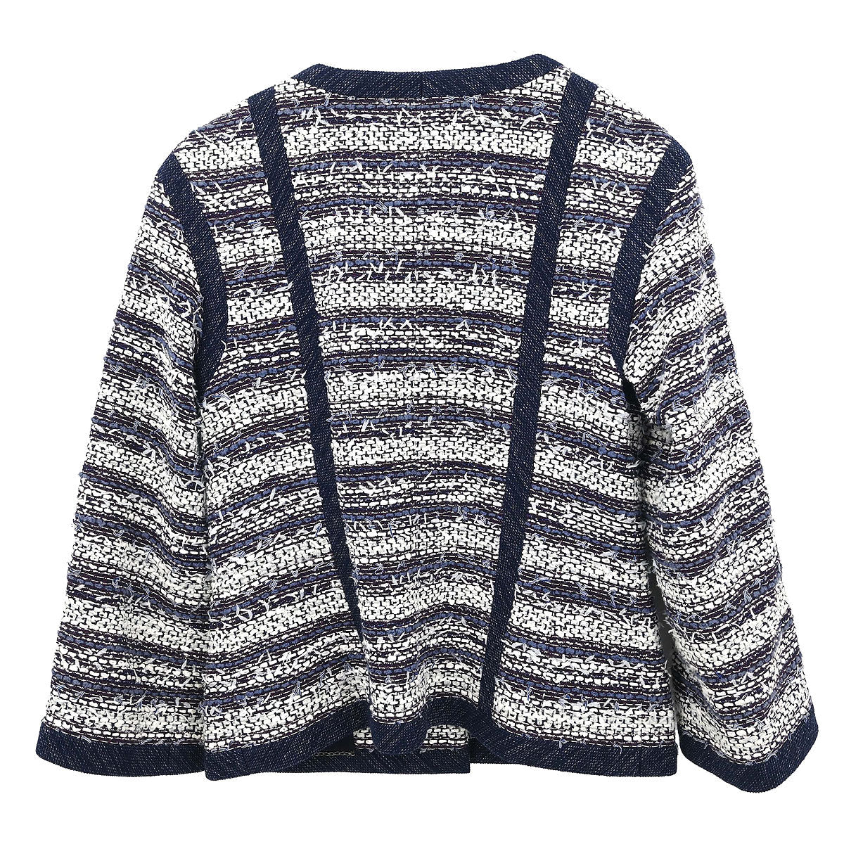 Chanel 2013 Collarless Tweed Jacket Navy #34