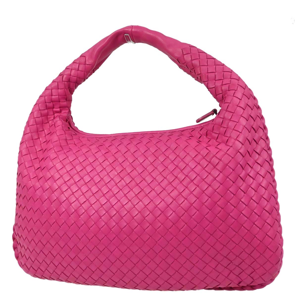 Bottega Veneta Pink Lambskin Intrecciato Hobo Handbag