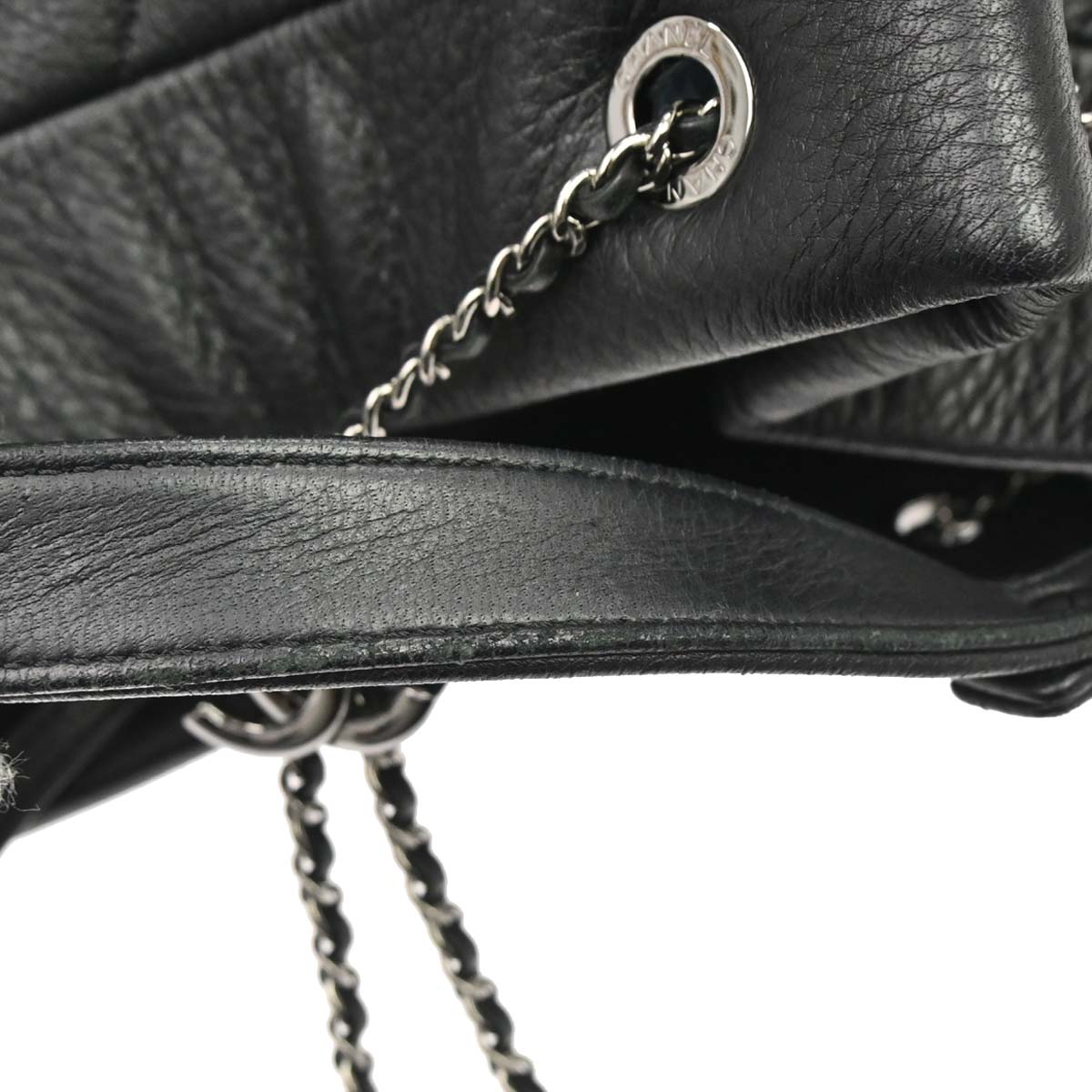 Chanel Black Deerskin Chevron Urban Spirit 2way Shoulder Handbag