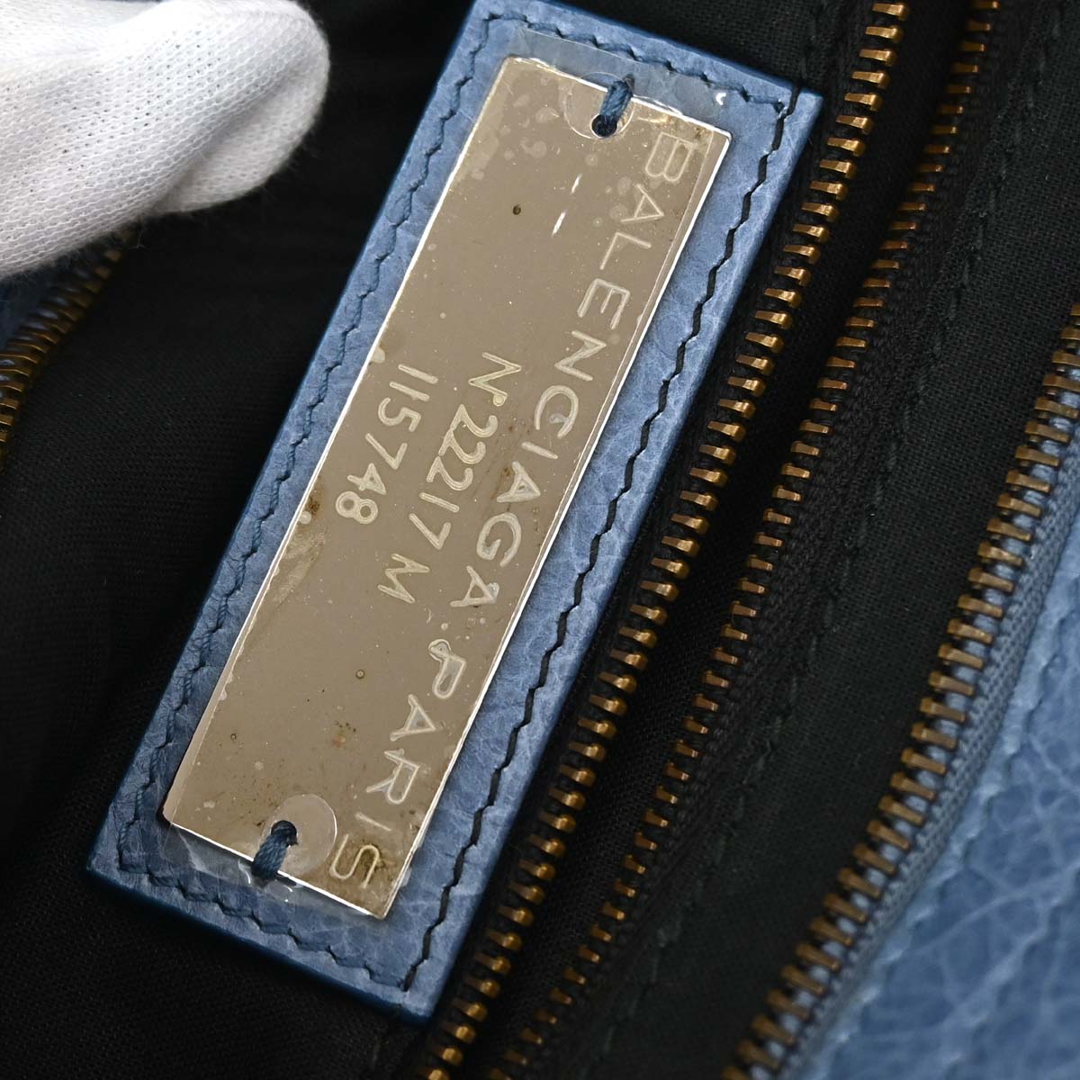Balenciaga Blue Lambskin City Medium 2way Shoulder Handbag