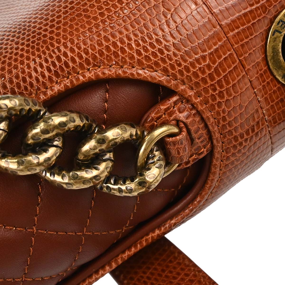 Chanel * Brown Lizard Perfect Edge Flap 2way Shoulder Handbag