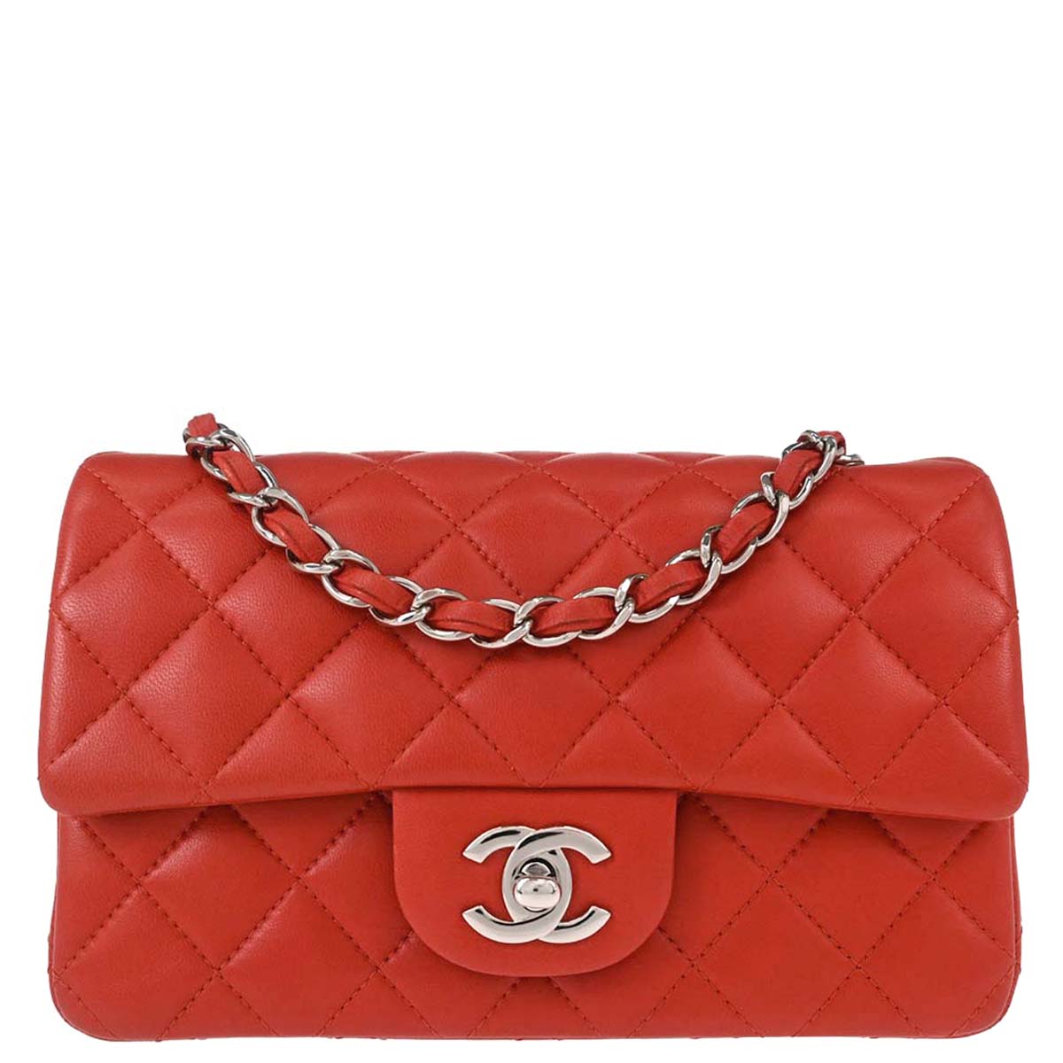 Chanel Red Lambskin Shoulder Bag