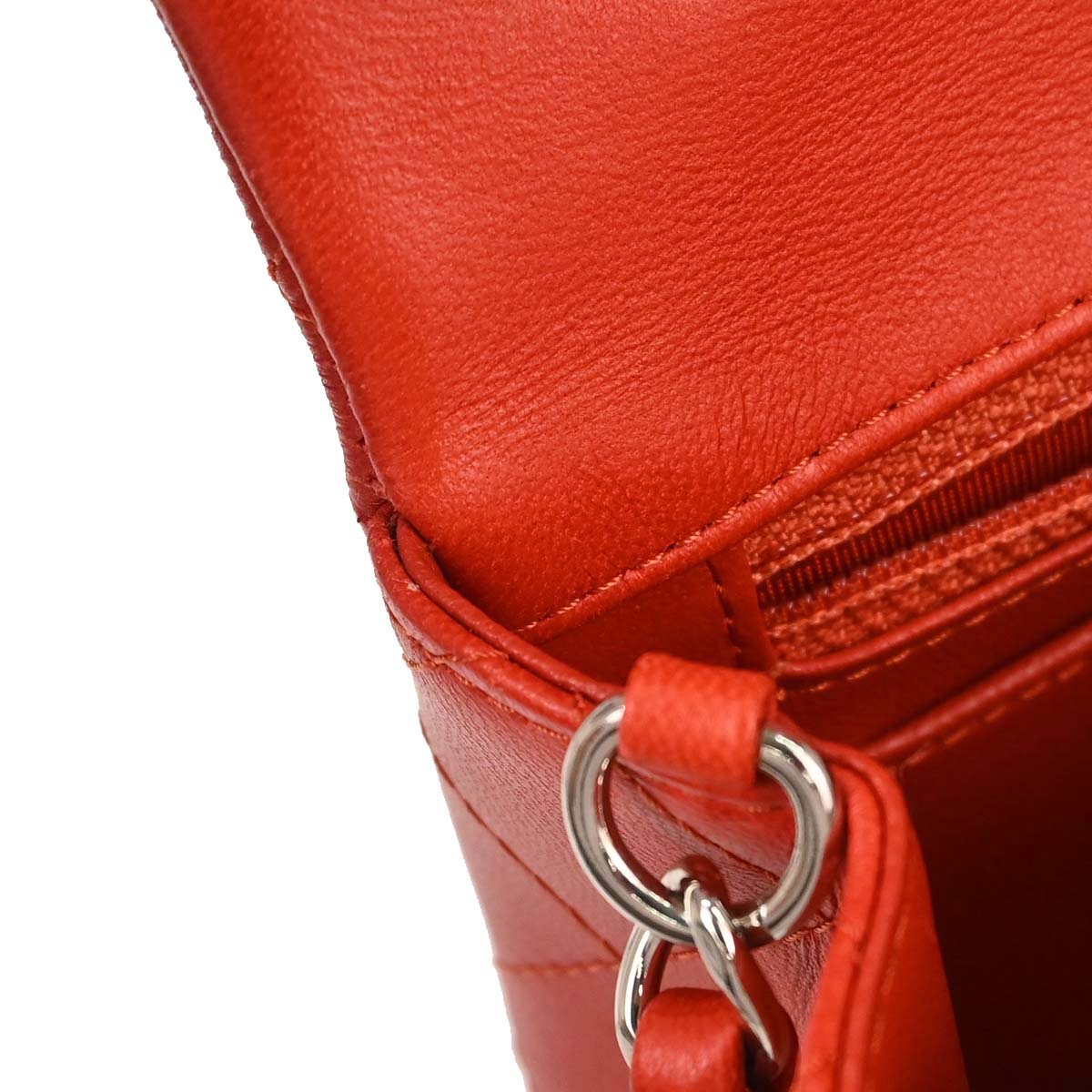 Chanel Red Lambskin Shoulder Bag