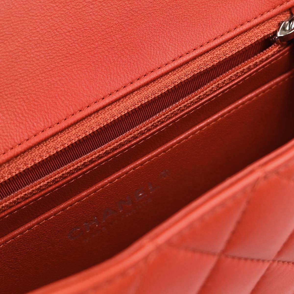 Chanel Red Lambskin Shoulder Bag