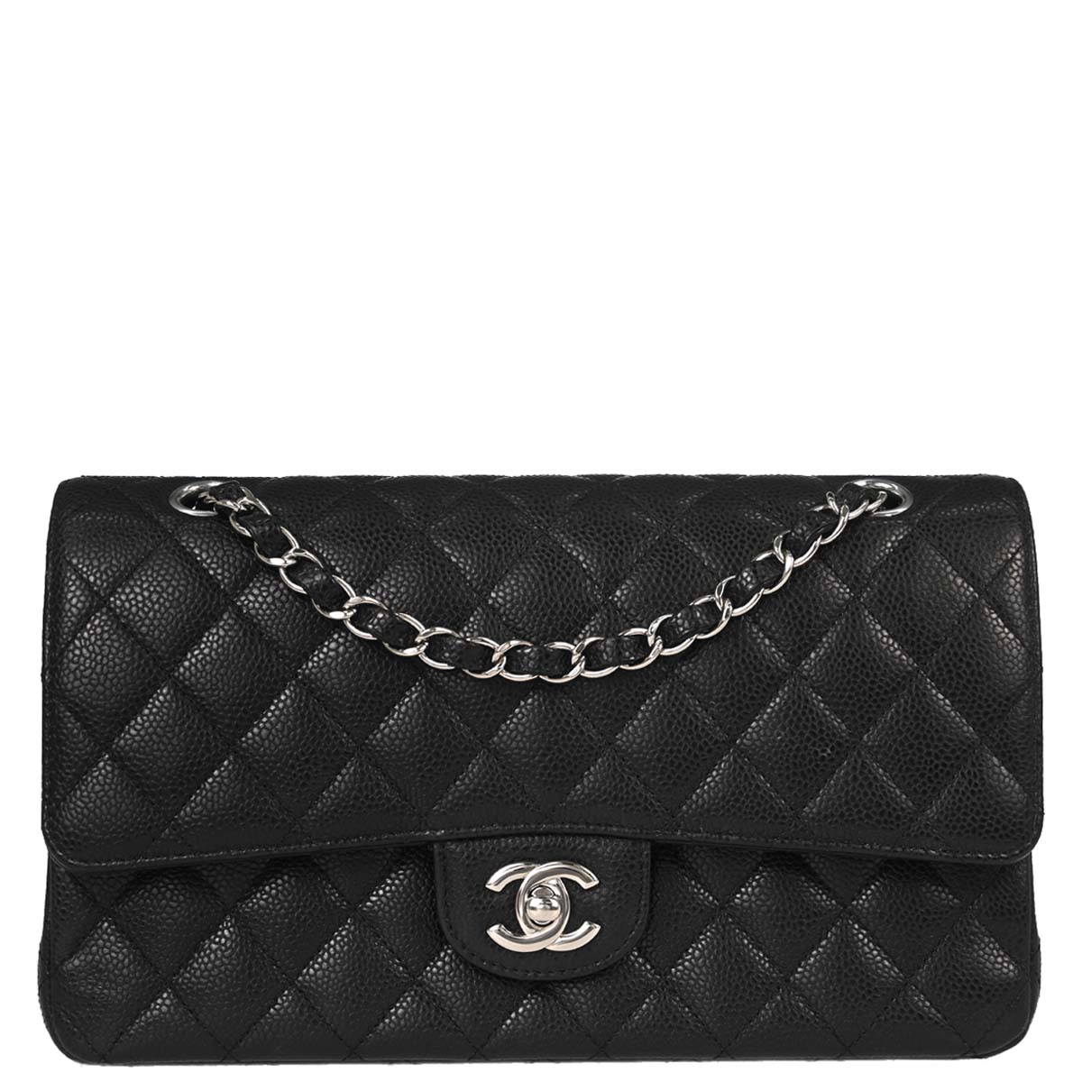 Chanel Black Caviar Skin Medium Classic Double Flap Shoulder Bag