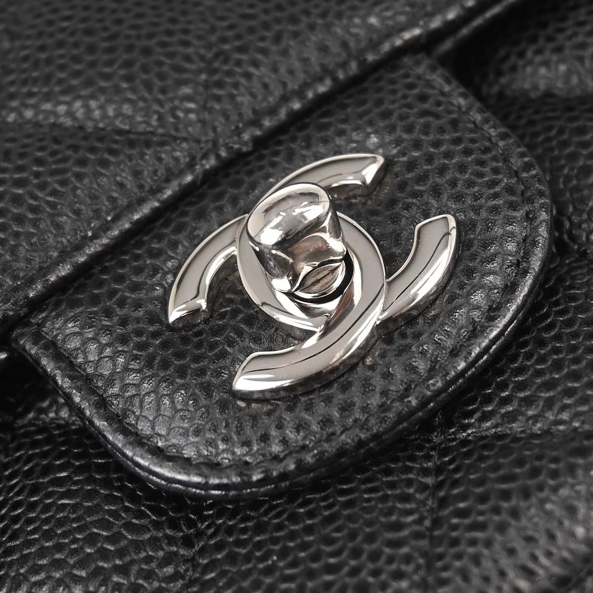Chanel Black Caviar Skin Medium Classic Double Flap Shoulder Bag
