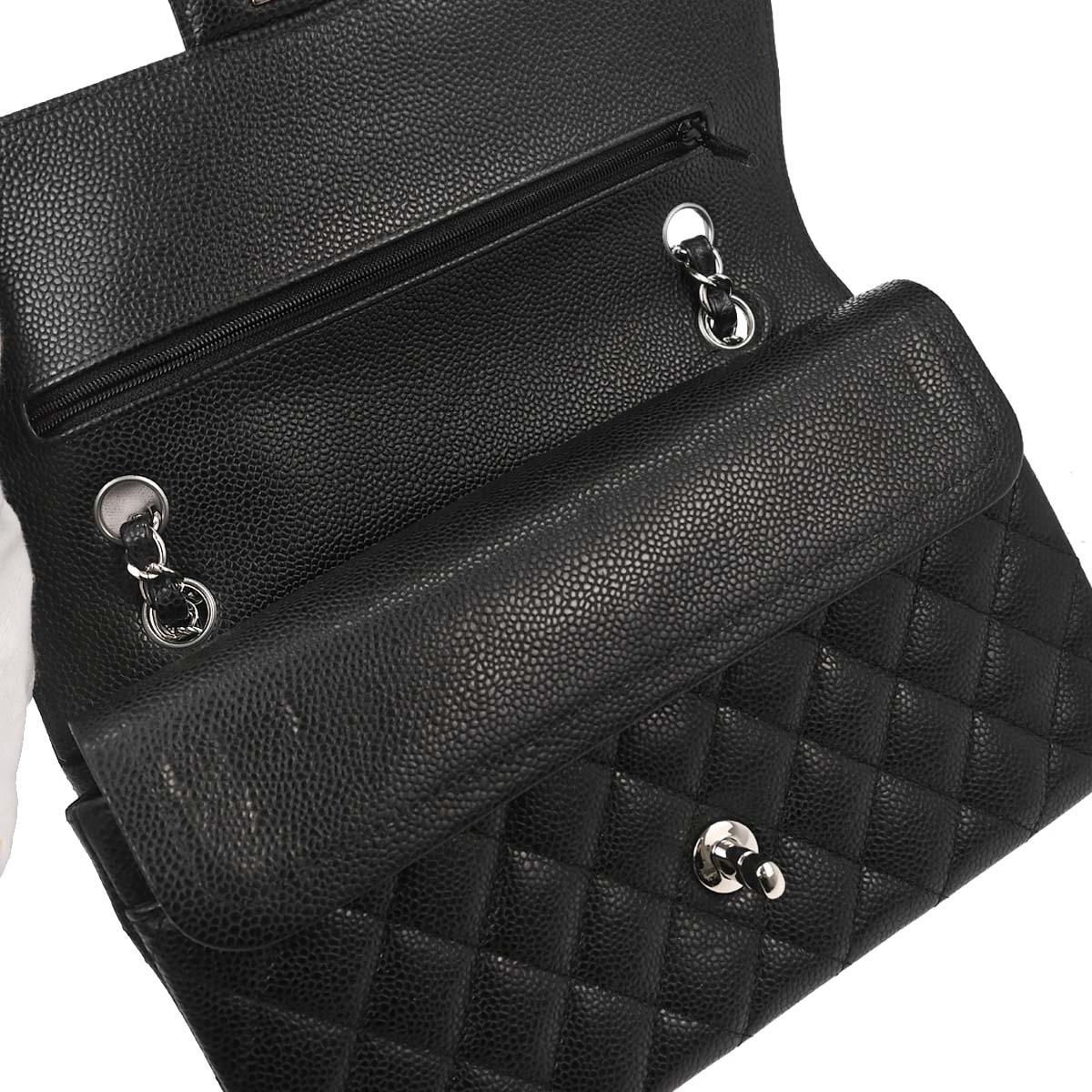 Chanel Black Caviar Skin Medium Classic Double Flap Shoulder Bag