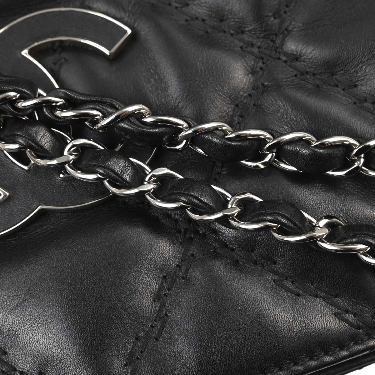 Chanel Black Lambskin Hamptons Tote Handbag
