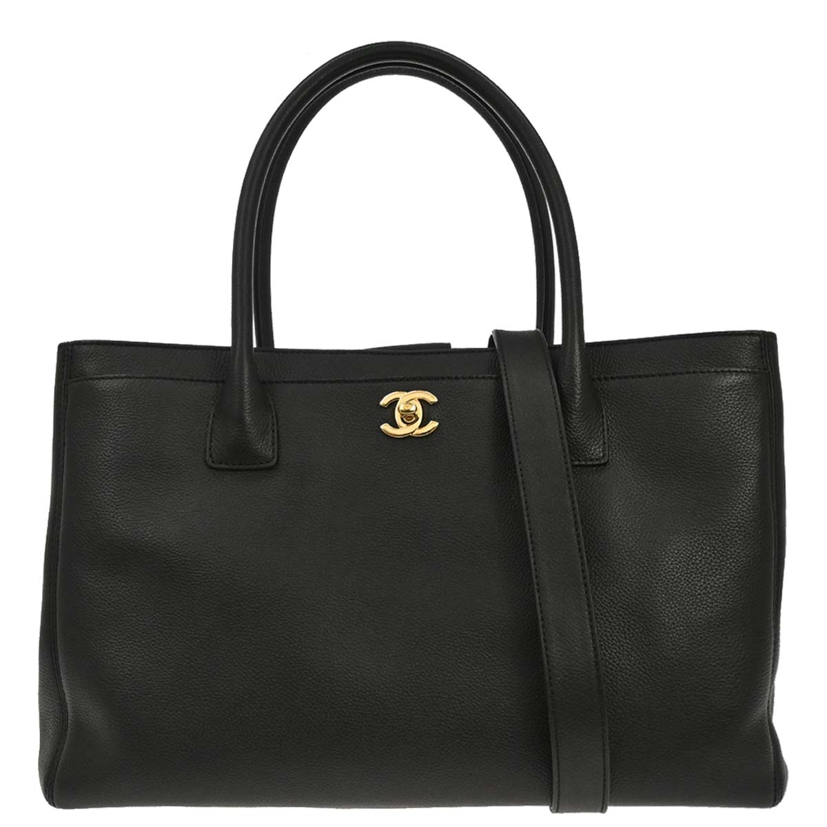 Chanel Black Calfskin Executive Cerf 2way Shoulder Tote Bag