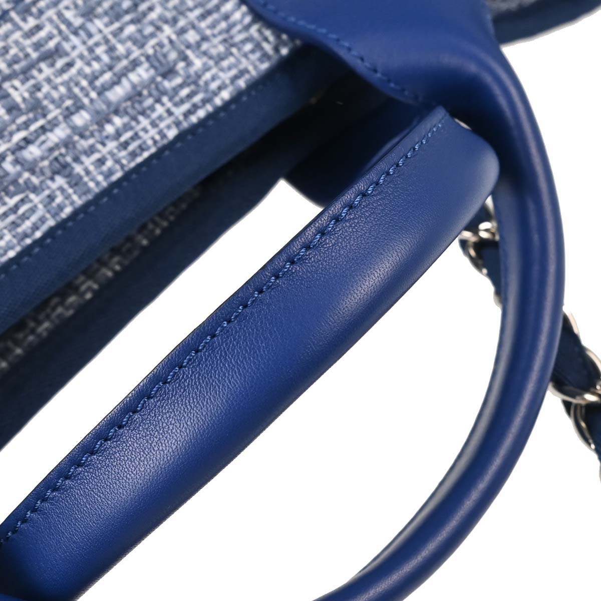 Chanel Blue Tweed Medium Deauville 2way Shoulder Tote Handbag