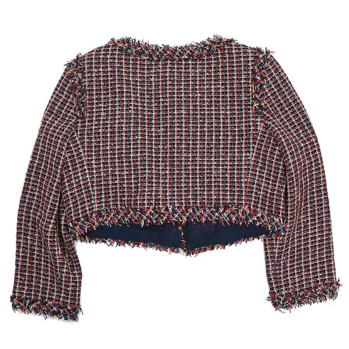 Chanel 2010 Collarless Tweed Jacket Navy #36
