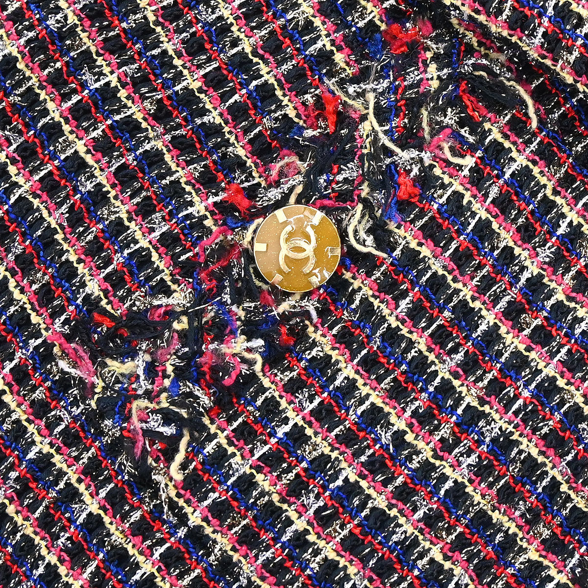Chanel 2010 Collarless Tweed Jacket Navy #36