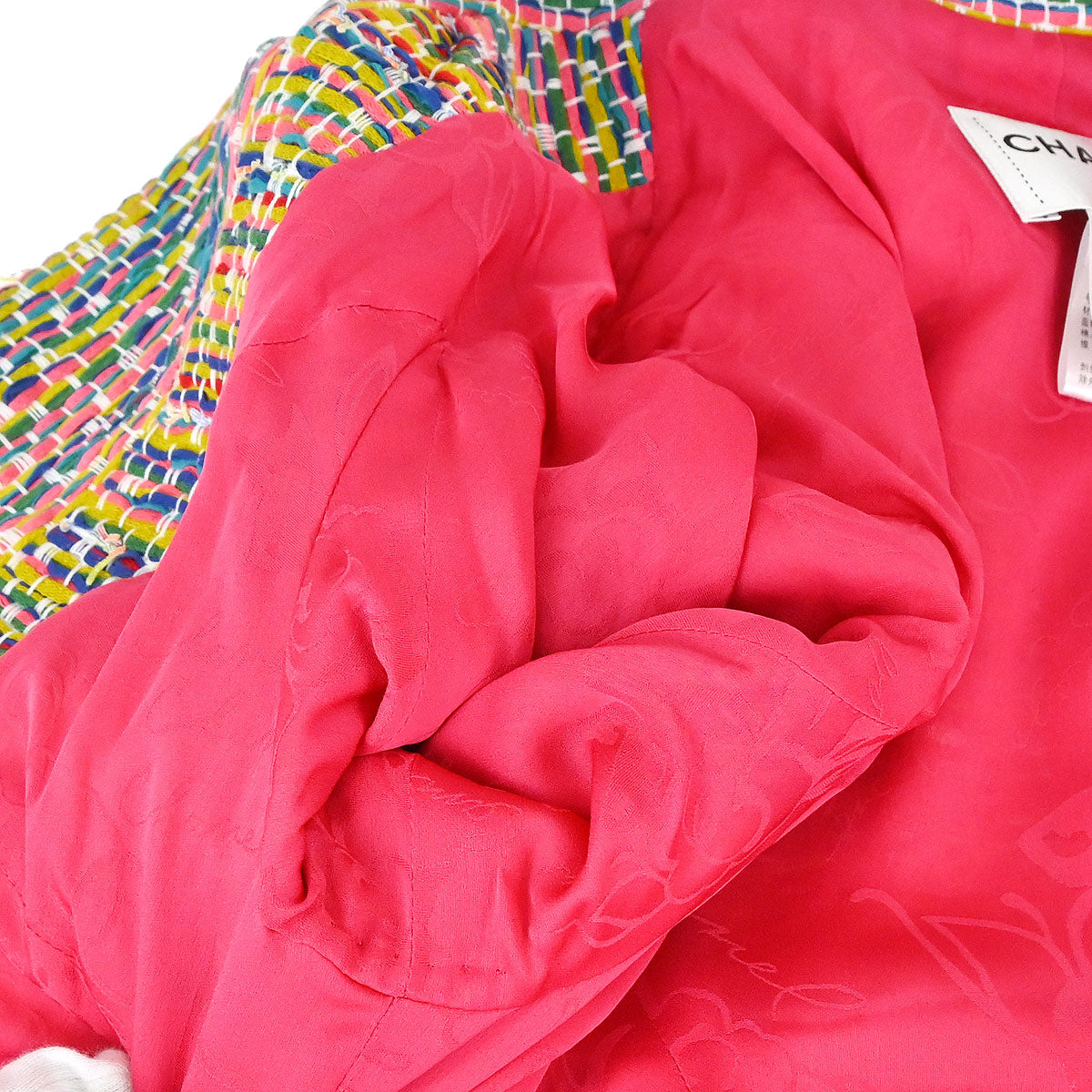 Chanel 2016 Single Breasted Tweed Jacket Pink Yellow Green #34
