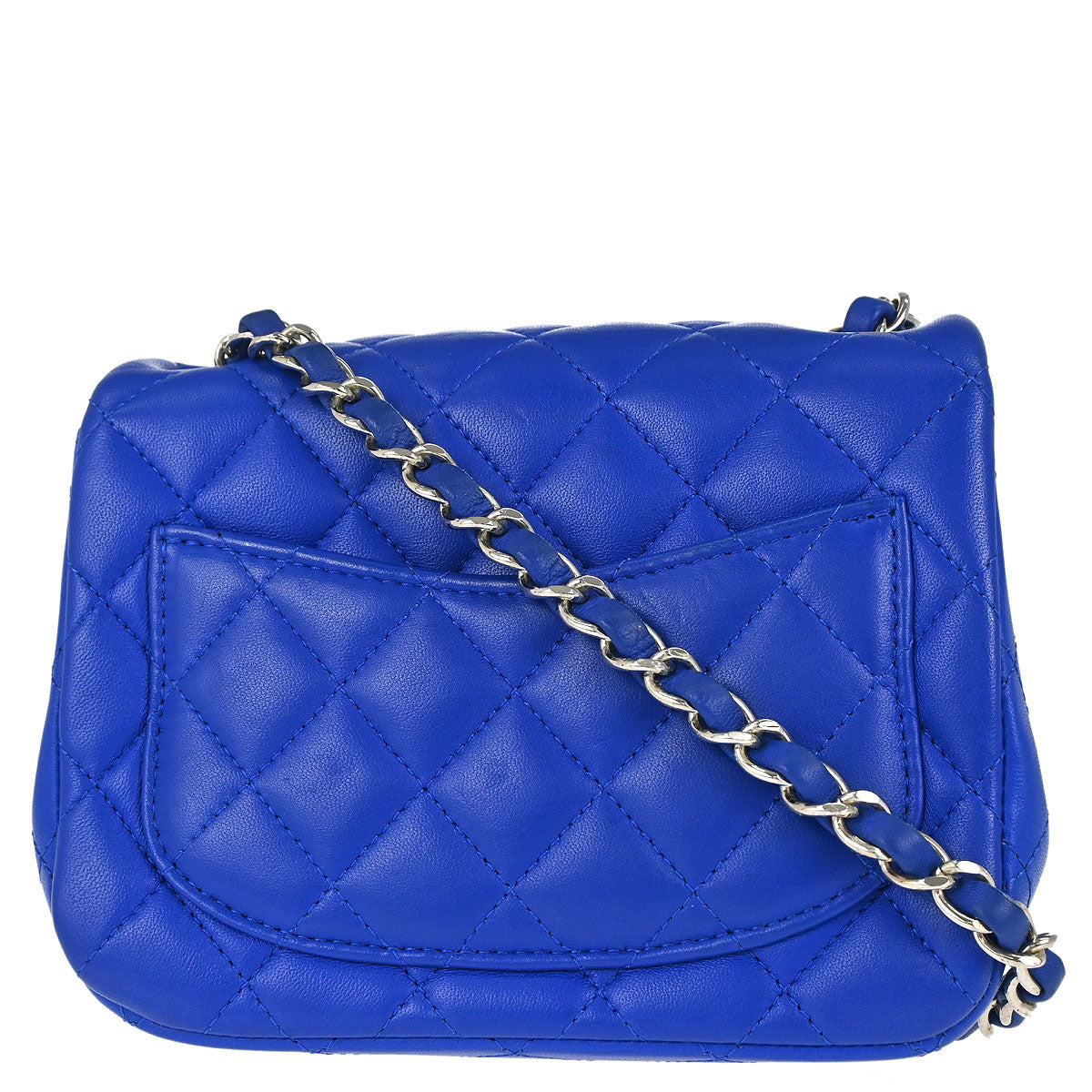 Chanel Blue Lambskin Mini Classic Square Flap Shoulder Bag 17