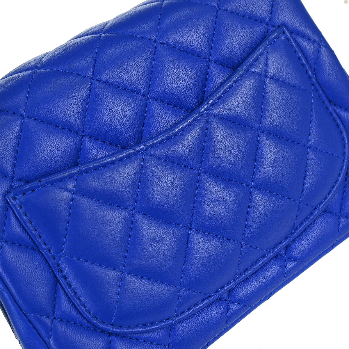 Chanel Blue Lambskin Mini Classic Square Flap Shoulder Bag 17