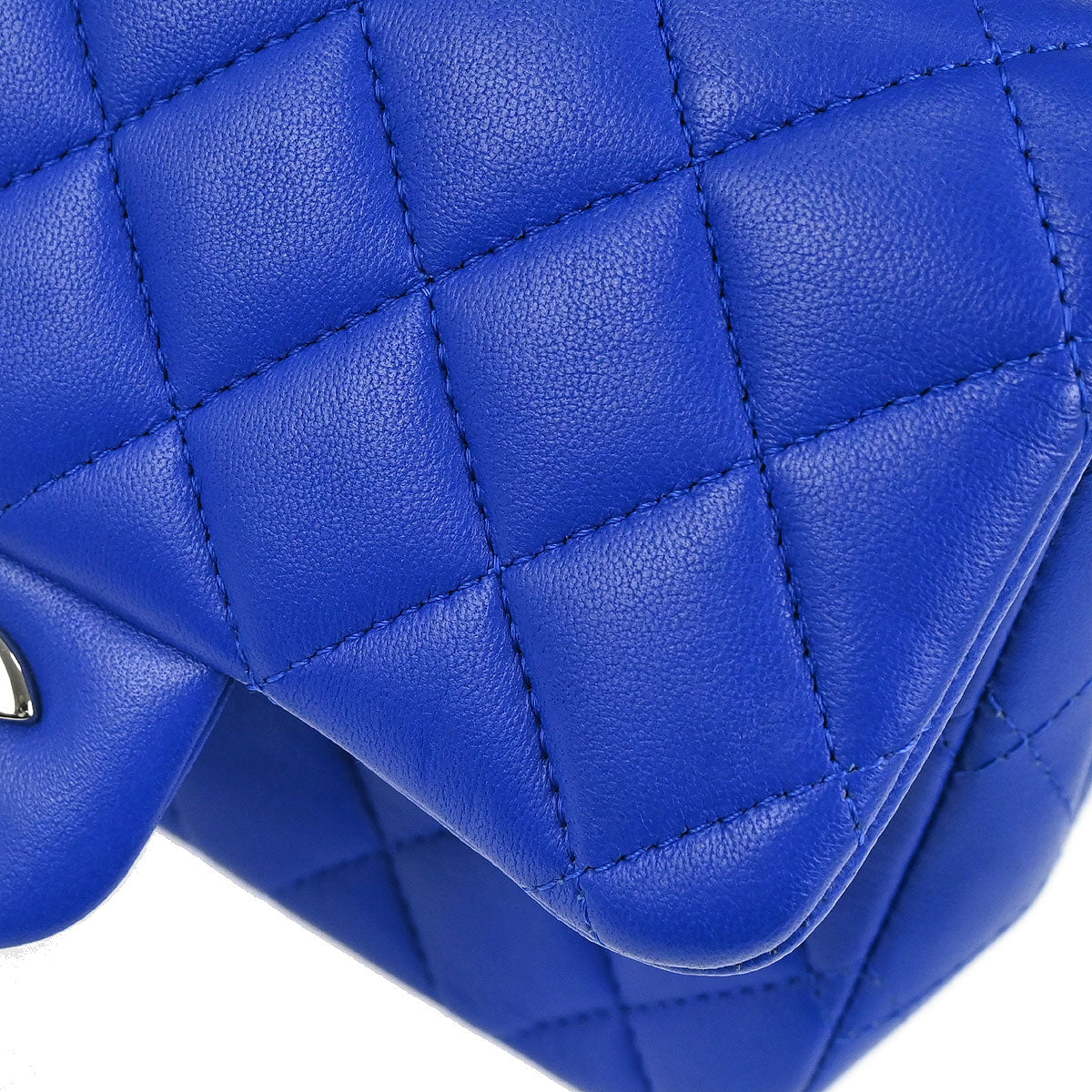 Chanel Blue Lambskin Mini Classic Square Flap Shoulder Bag 17