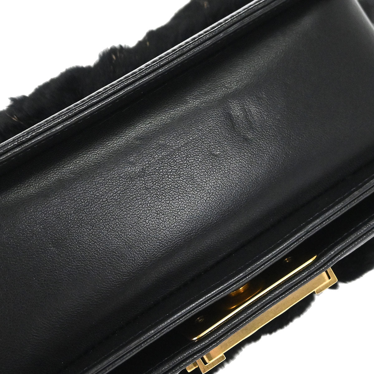 Boy Chanel 2015-2016 Black Lambskin Lapin Fur Small Chain Shoulder Bag