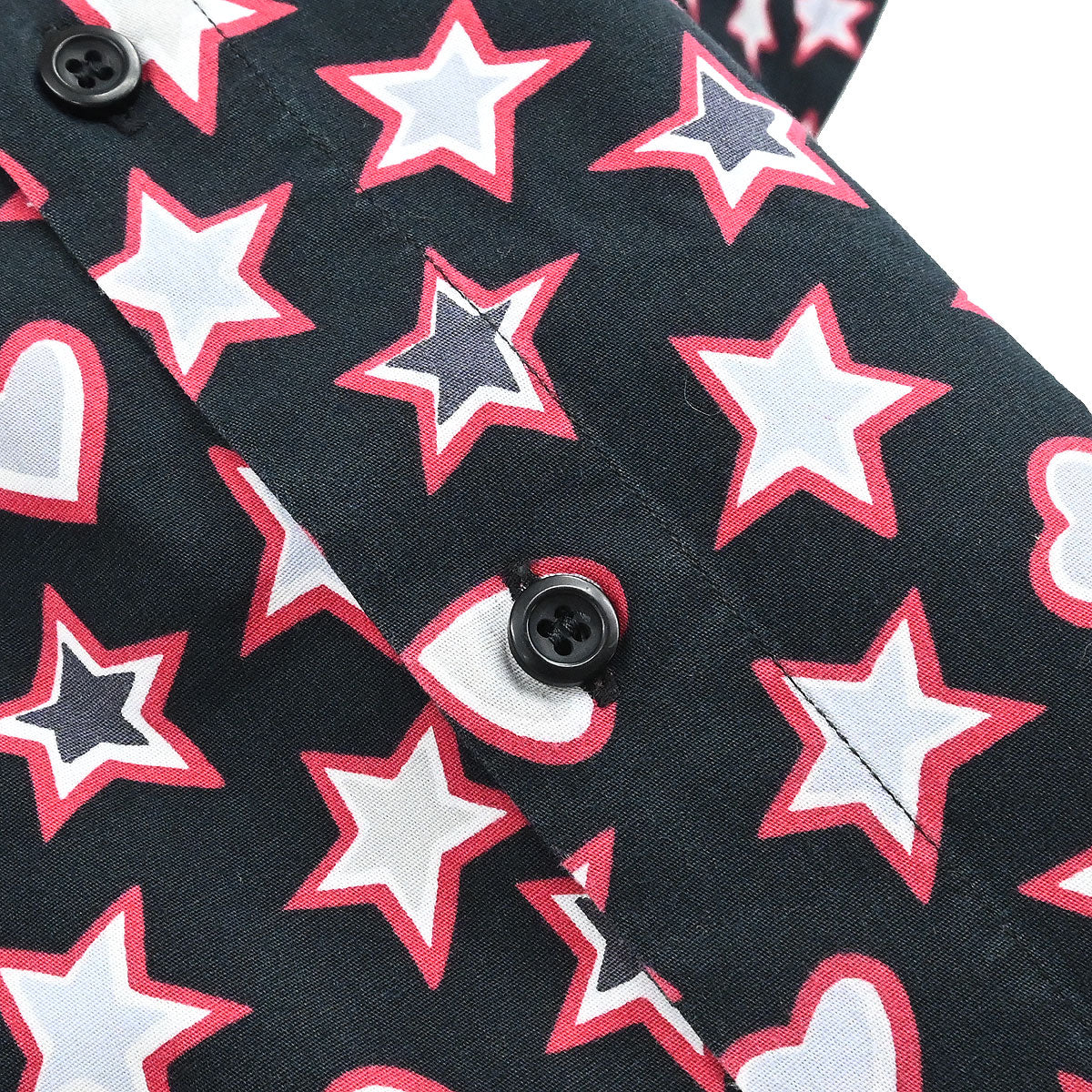 Prada 2015 Star Heart Short Sleeve Blouse Shirt Top Black #44