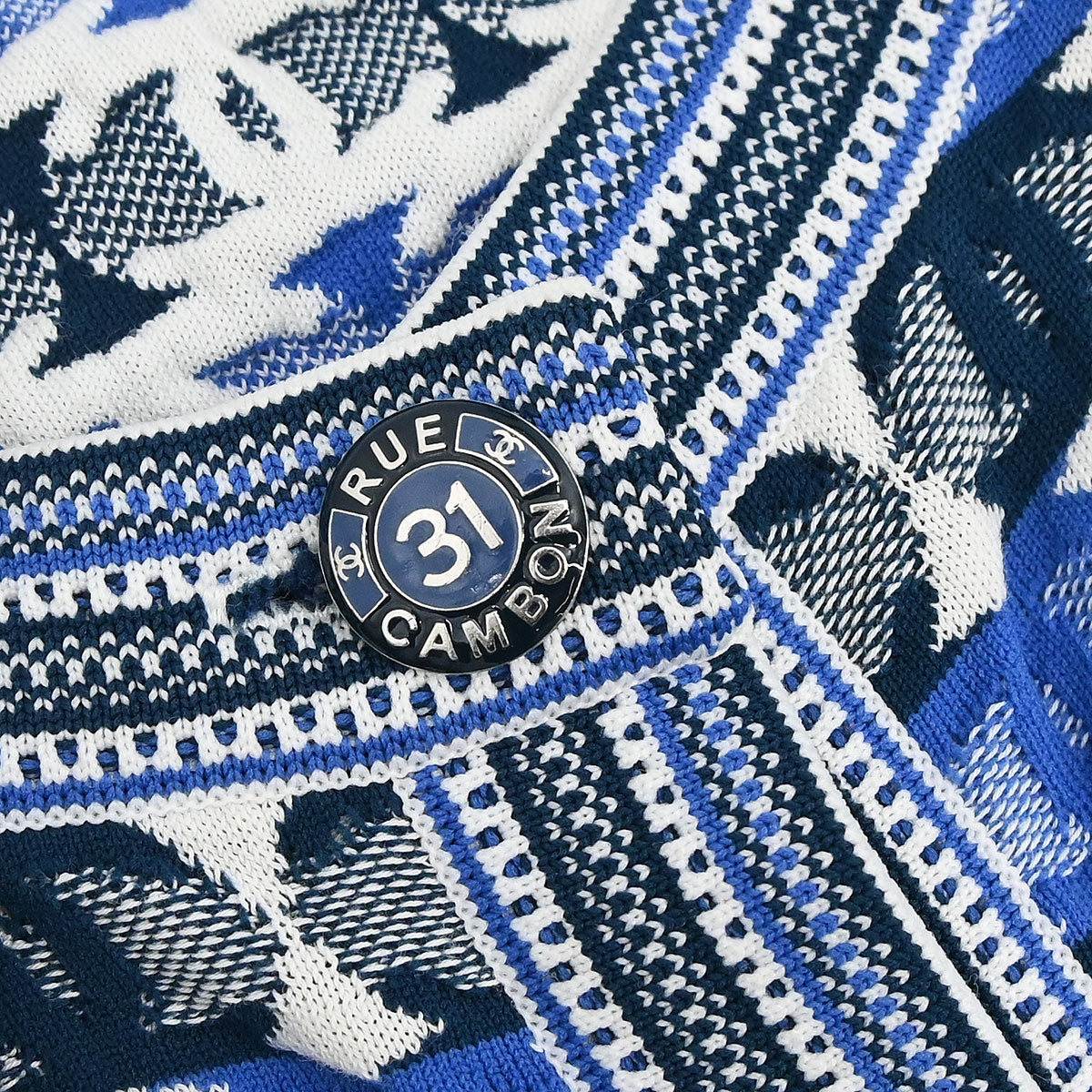 Chanel 2018-2019 Short Sleeve Knit CC Cardigan Blue #40