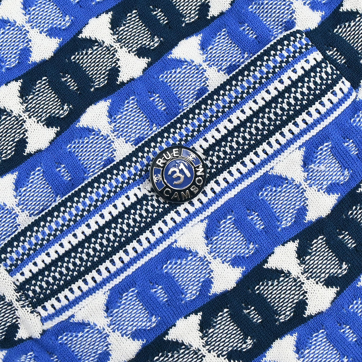 Chanel 2018-2019 Short Sleeve Knit CC Cardigan Blue #40