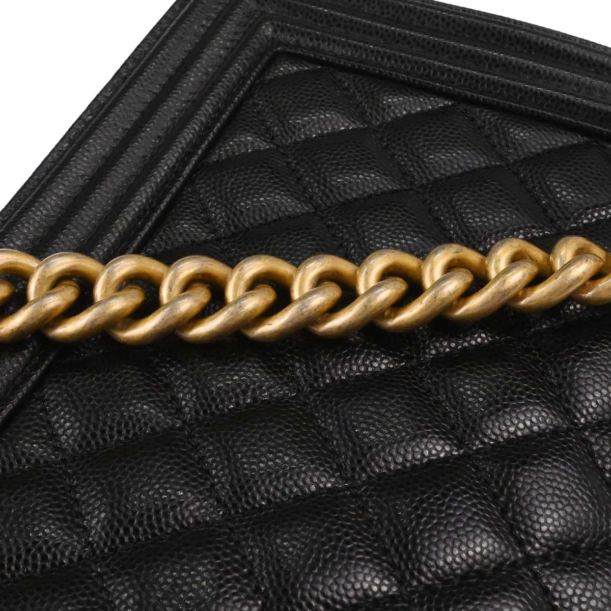Boy Chanel Black Caviar Skin Medium Chain Shoulder Bag