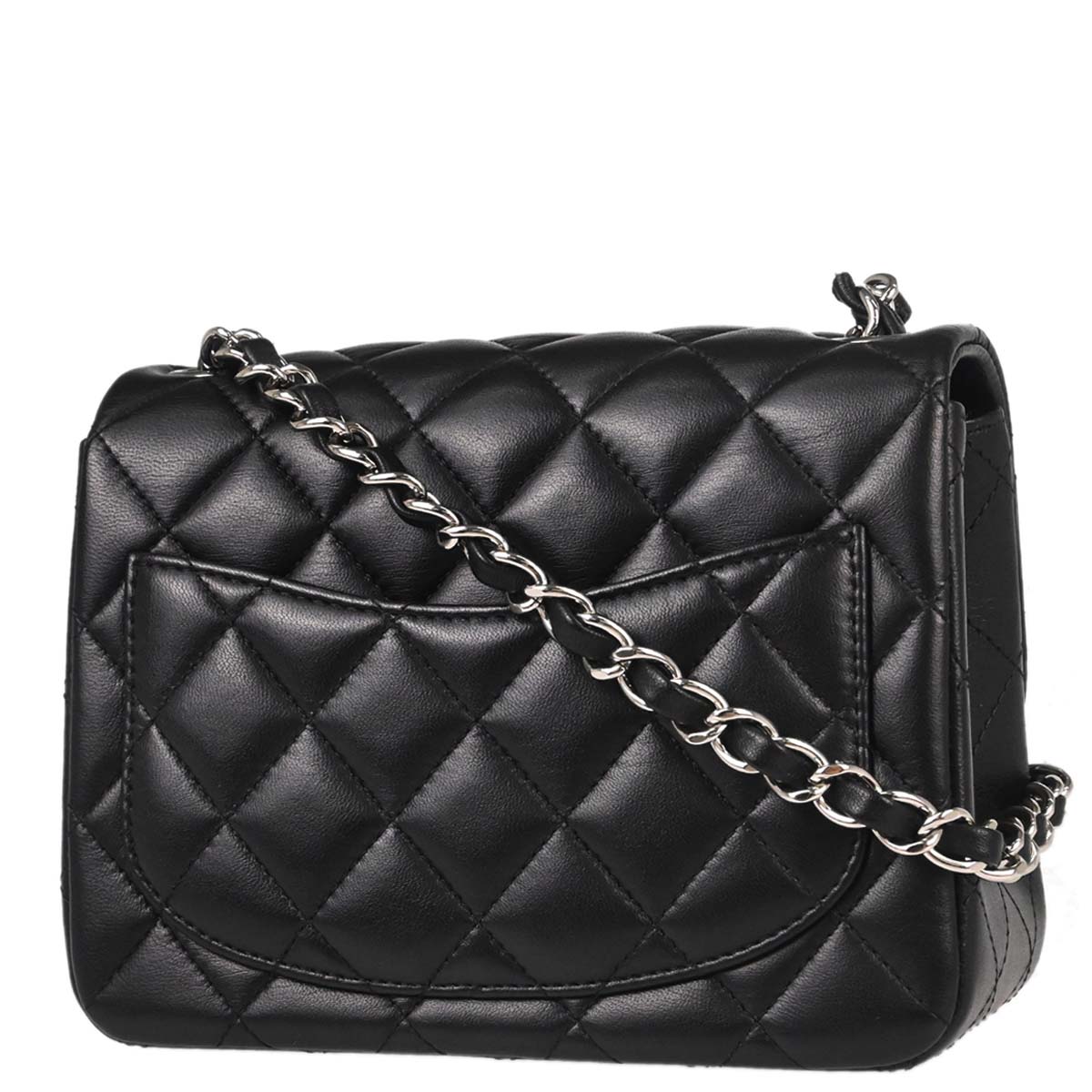 Chanel Black Lambskin Mini Classic Square Flap Shoulder Bag 17