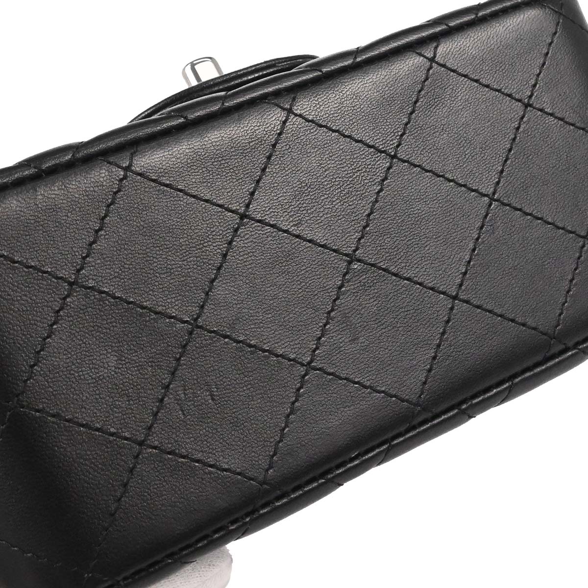 Chanel Black Lambskin Mini Classic Square Flap Shoulder Bag 17