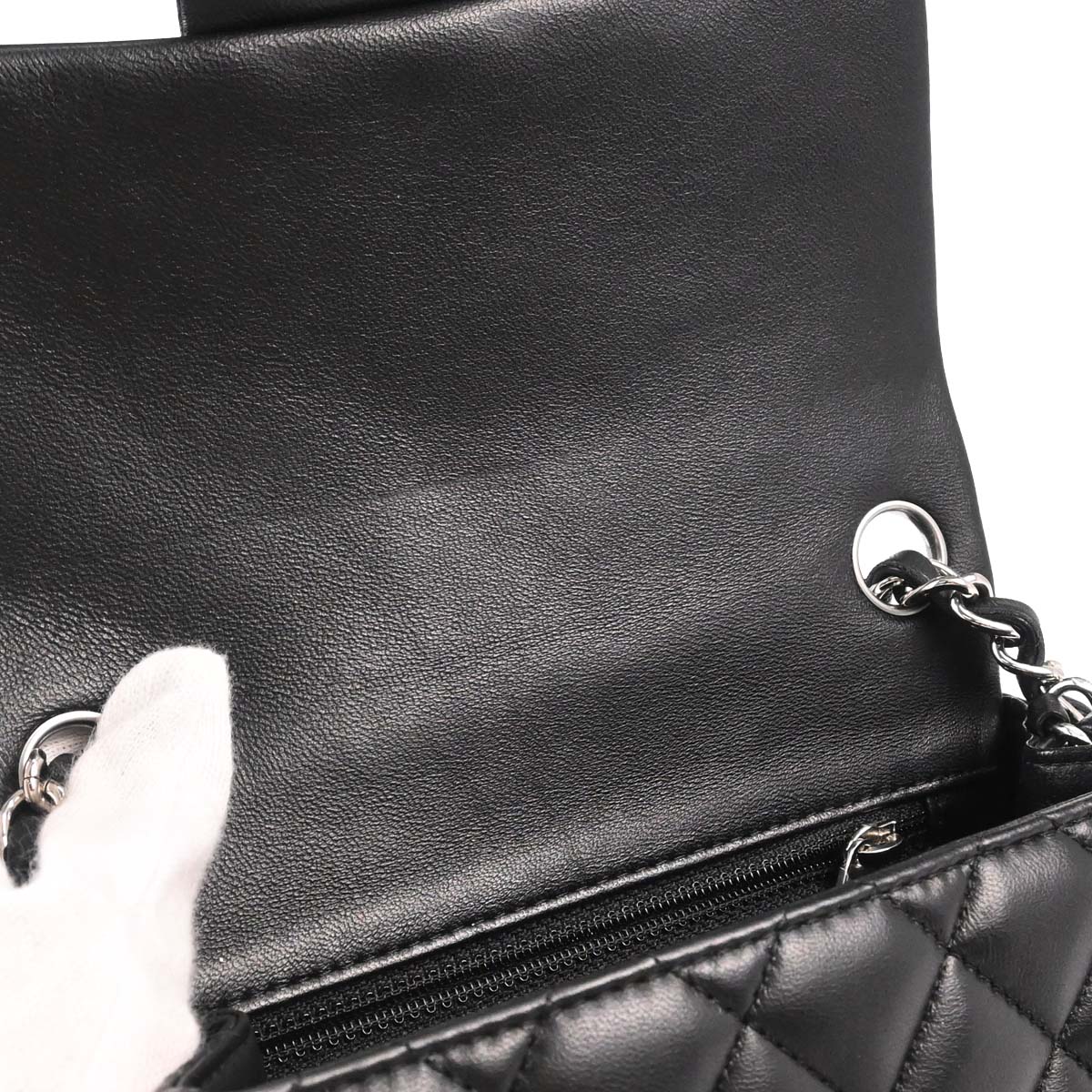 Chanel Black Lambskin Mini Classic Square Flap Shoulder Bag 17