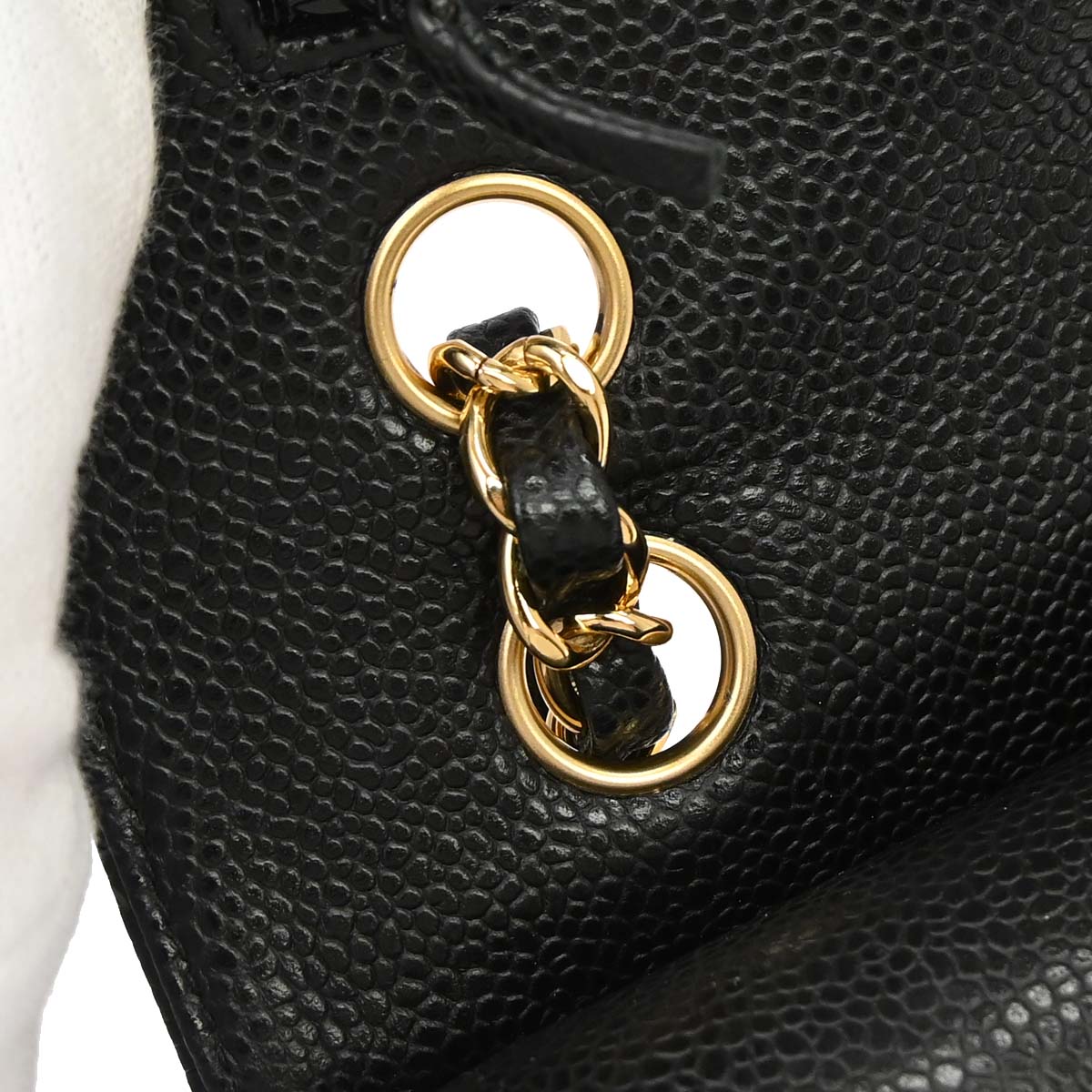 Chanel 2014 Black Caviar Skin Medium Classic Double Flap Shoulder Bag