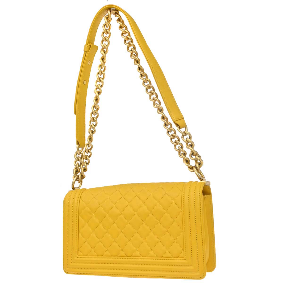 Boy Chanel 2019 Yellow Lambskin Medium Chain Shoulder Bag
