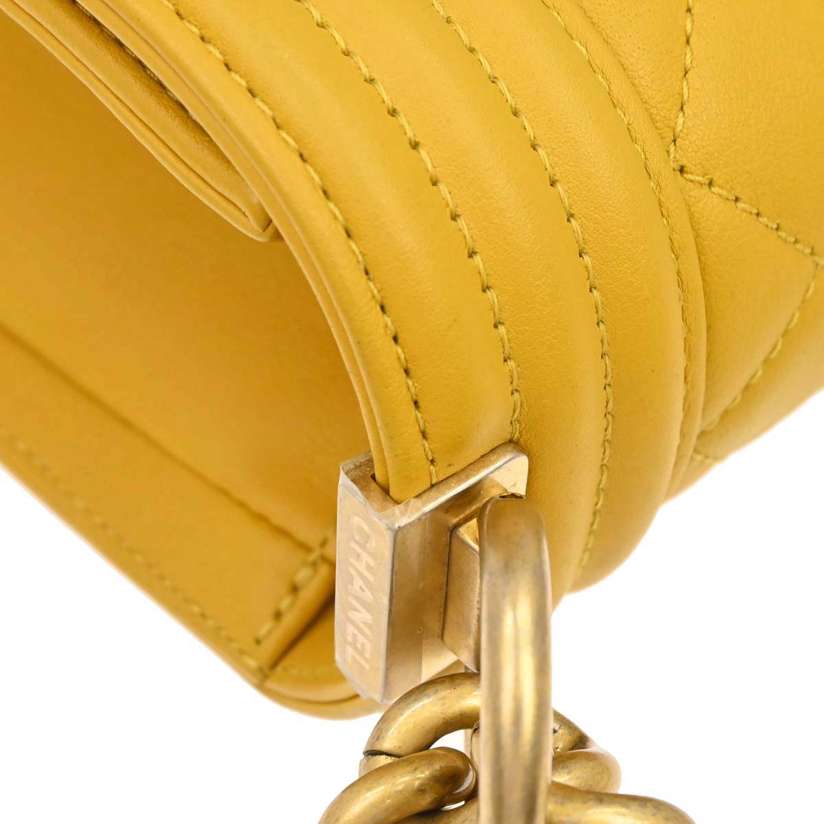 Boy Chanel 2019 Yellow Lambskin Medium Chain Shoulder Bag