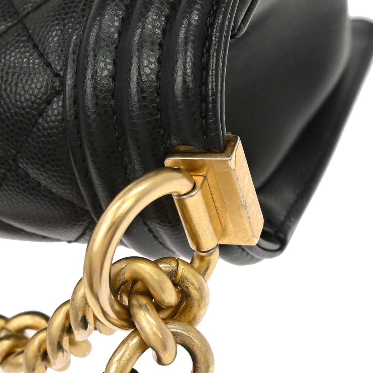 Boy Chanel 2019 Black Caviar Skin Medium Chain Shoulder Bag
