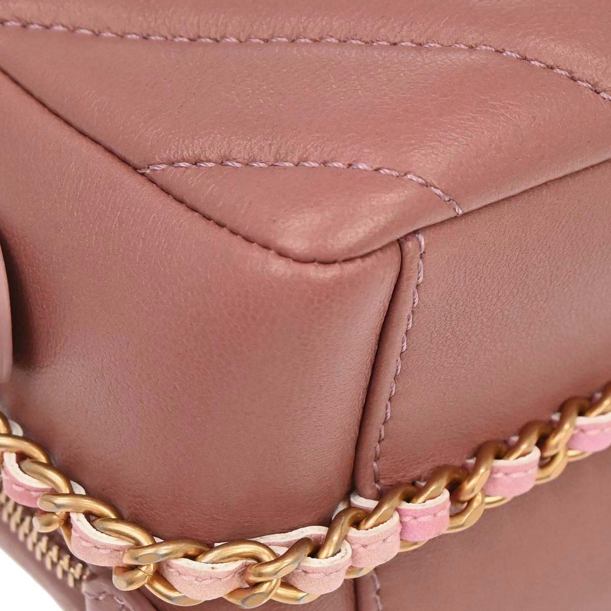 Chanel 2018 Pink Lambskin Chevron Camera Bag Mini