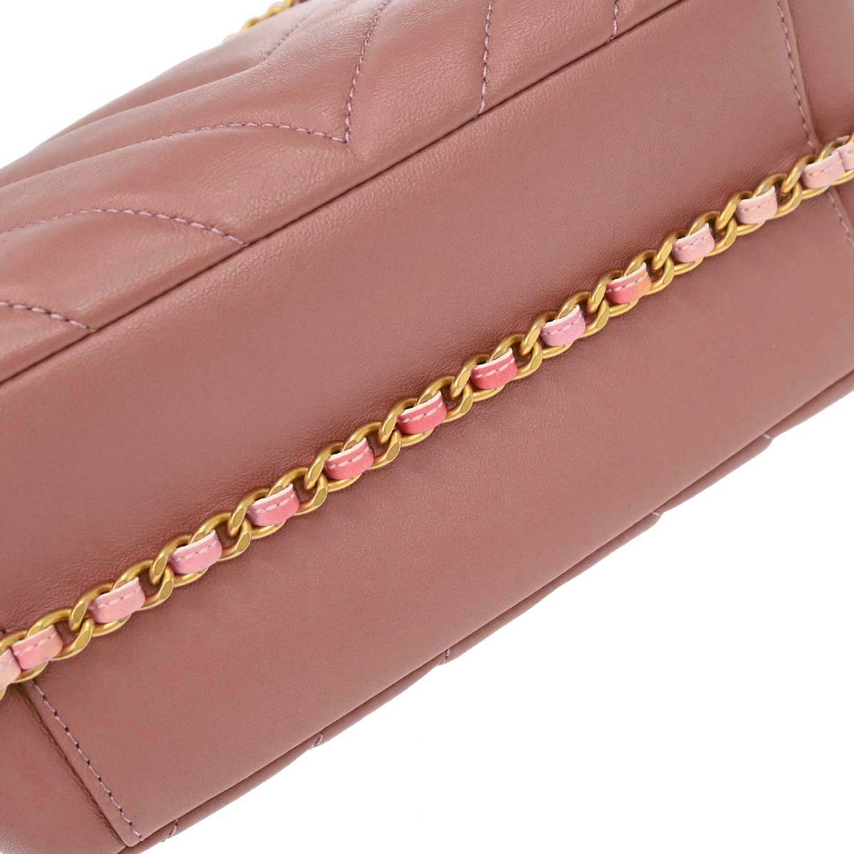 Chanel 2018 Pink Lambskin Chevron Camera Bag Mini