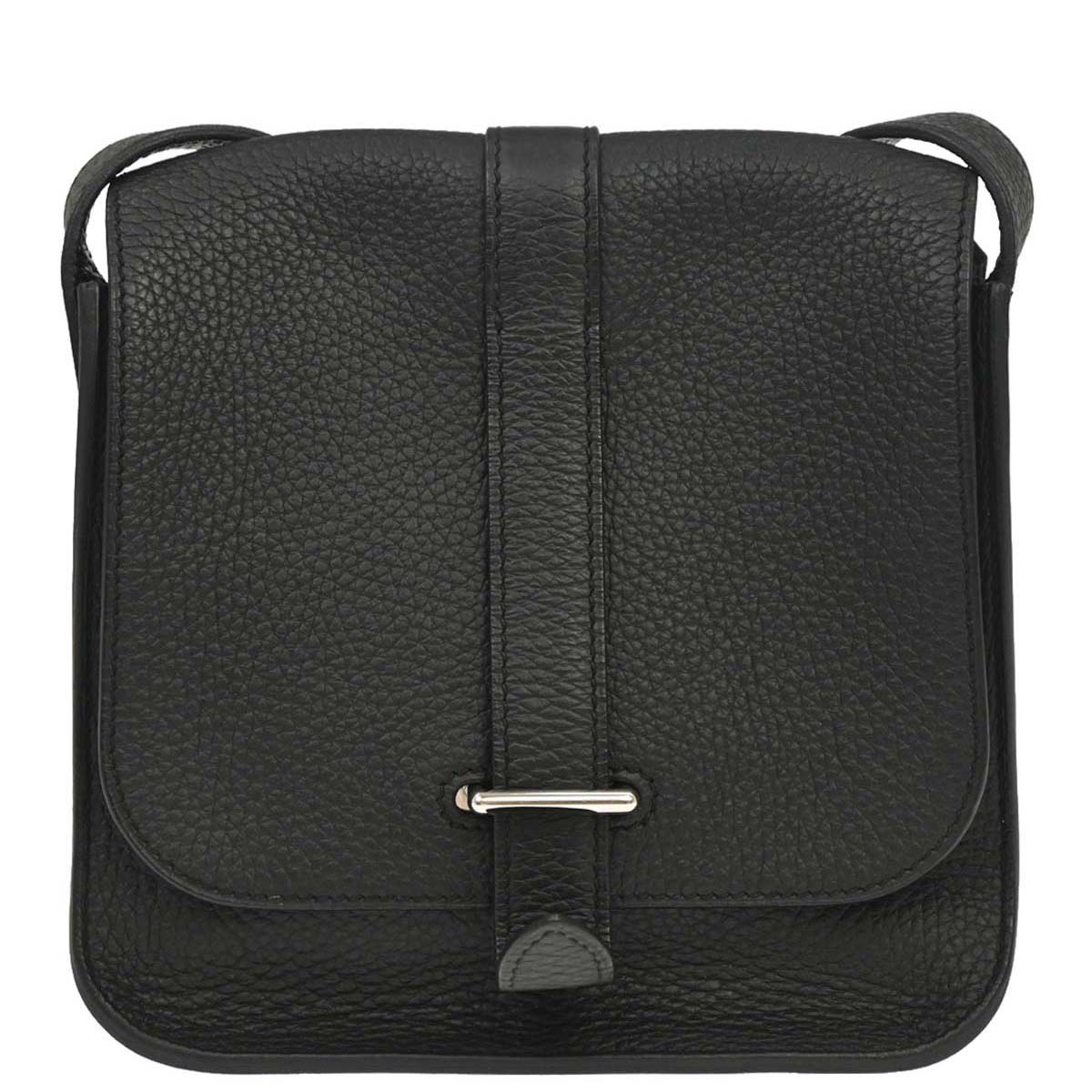 Hermes Black Taurillon Clemence Pochette Steve Shoulder Bag