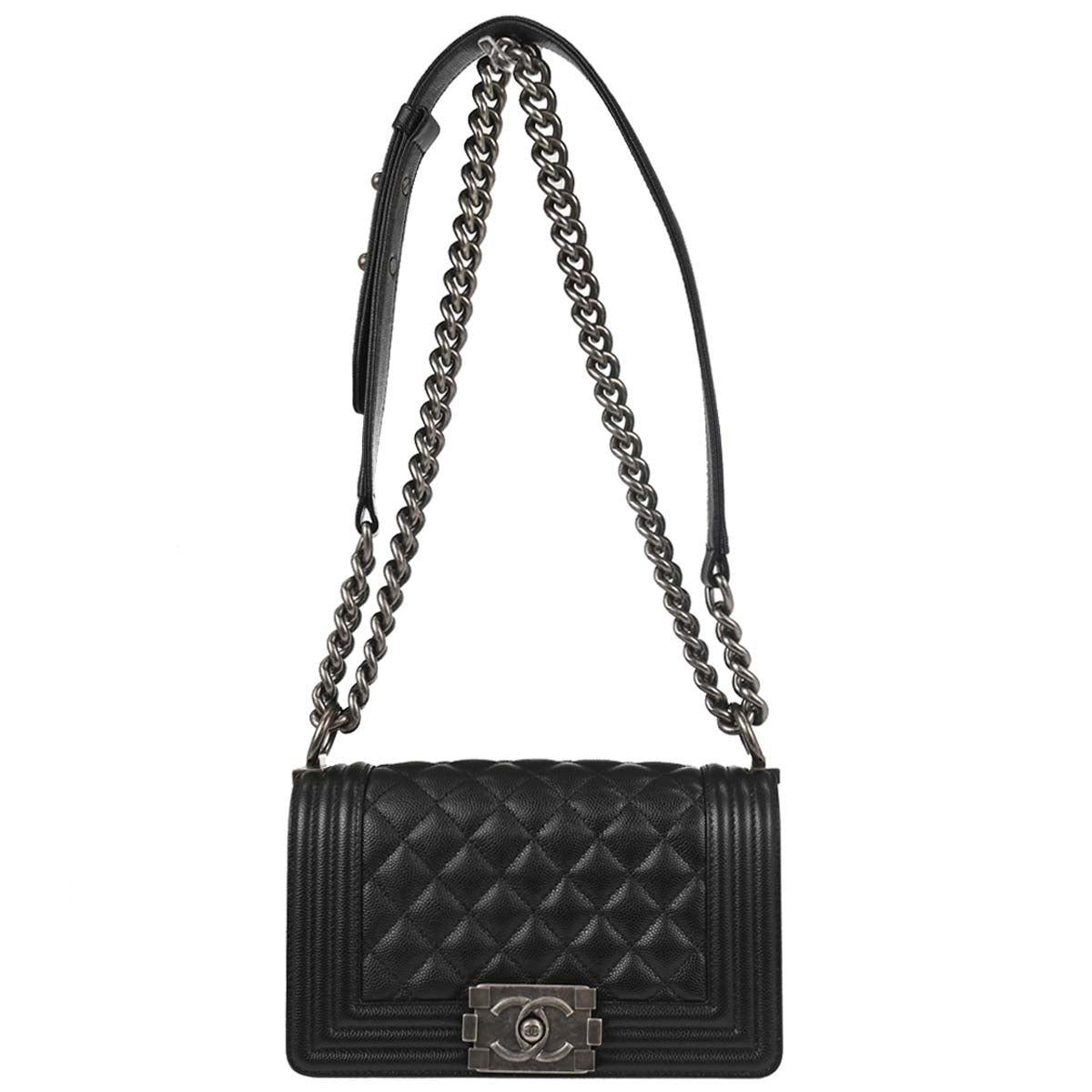 Boy Chanel 2019 Black Caviar Skin Small Chain Shoulder Bag